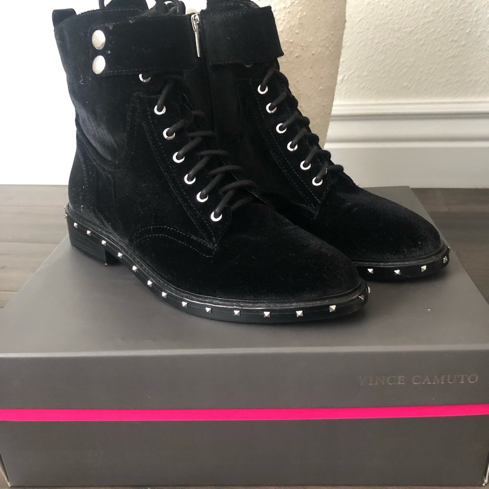 Vince Camuto Womens Talorini Studded Combat Boots